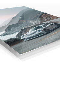 White Porsche 911 Mountain Coast wall art