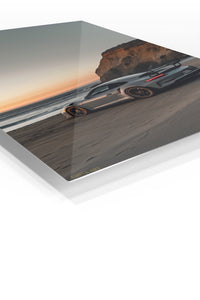 Silver Porsche 911 Coastal Sunset wall art