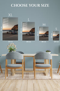 Silver Porsche 911 Coastal Sunset wall art