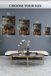 EMESA metal wall art size comparison guide for Midnight Workshop Sports Coupe