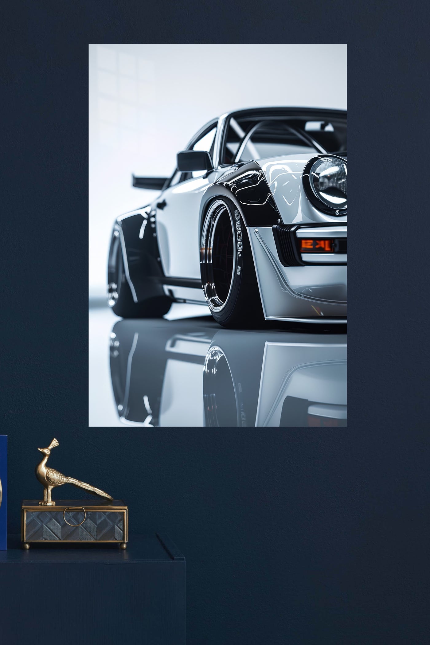 White Porsche 911 Widebody wall art