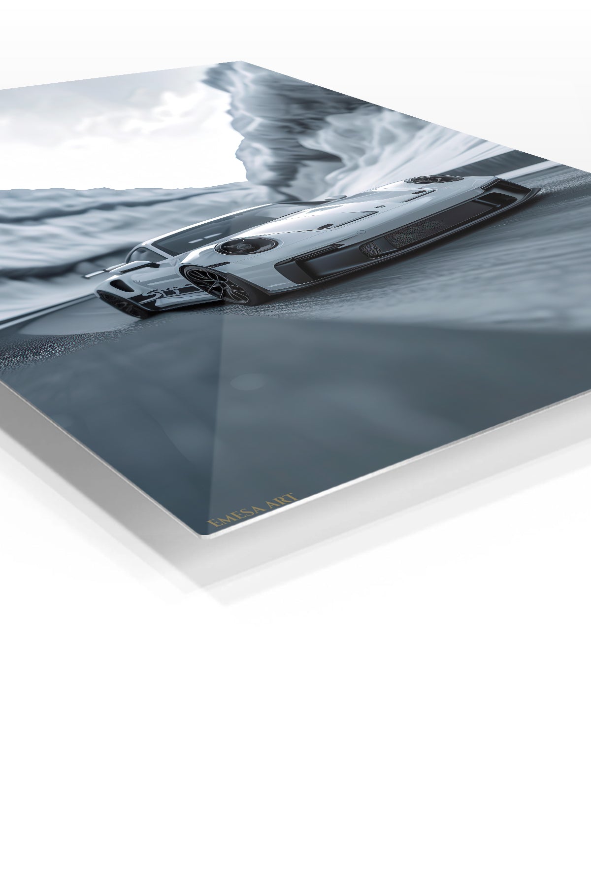 White Porsche 911 Snow Mountain wall art