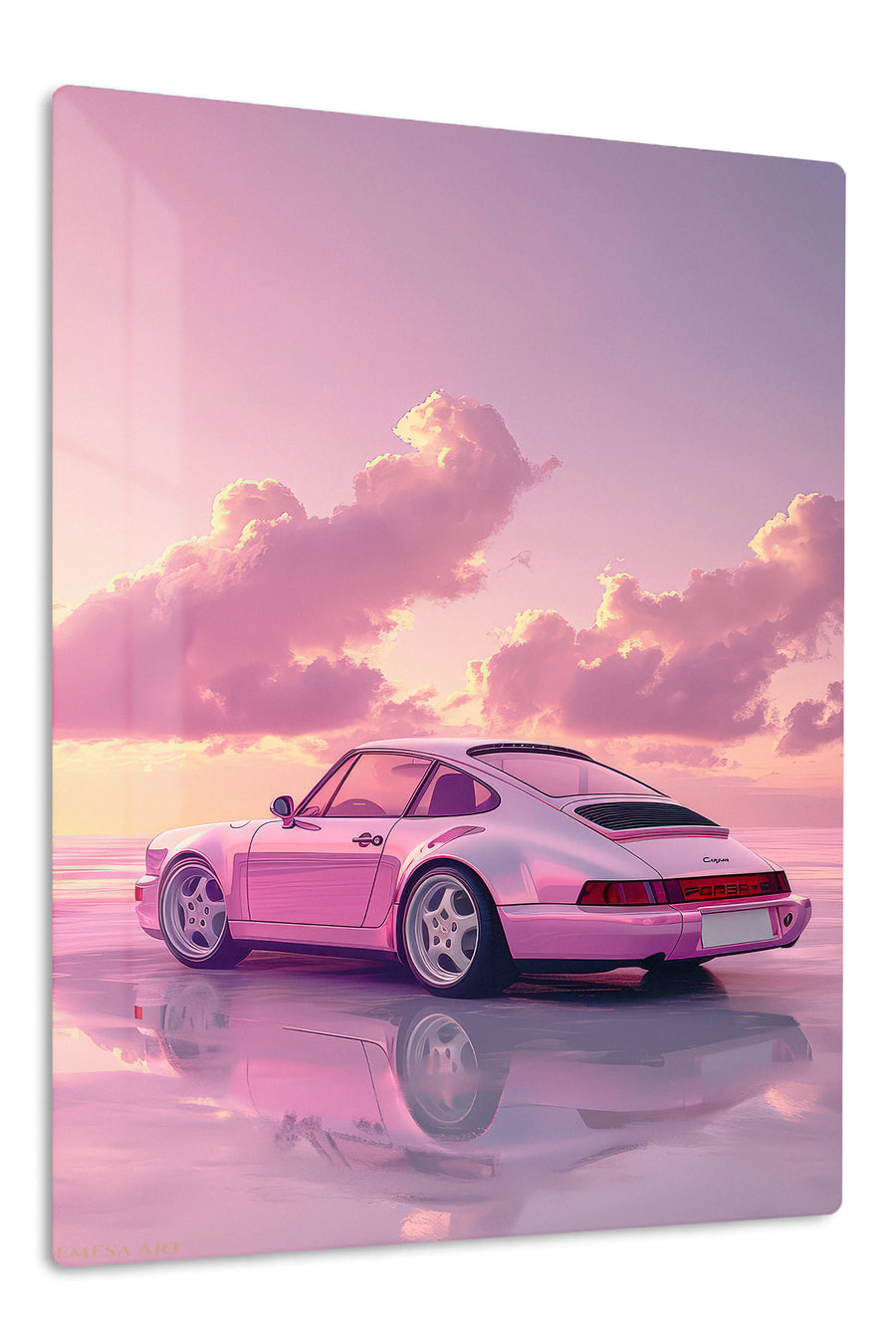 Pink Porsche 911 Dreamy Sunset wall art