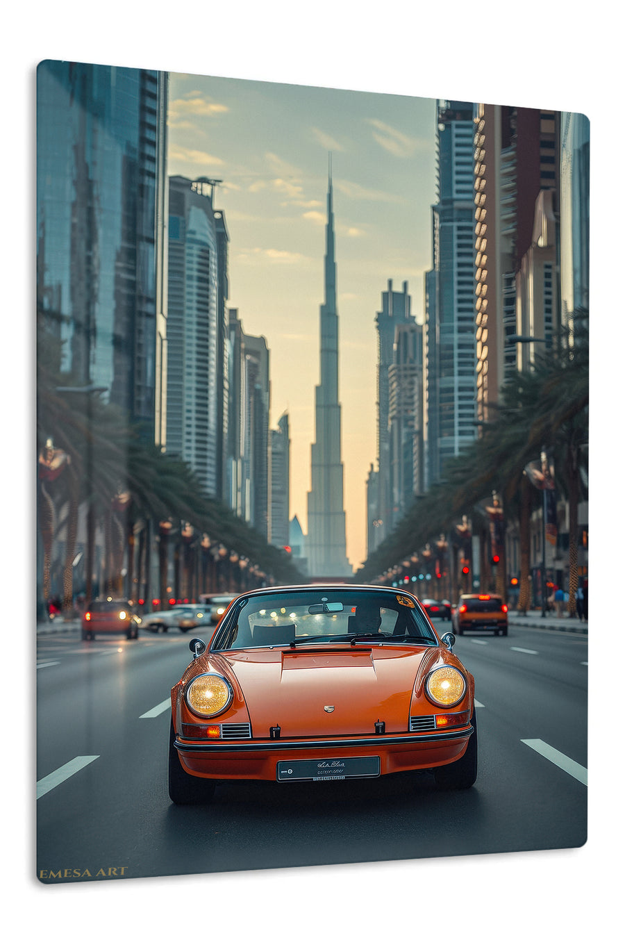 Orange Porsche 911 City Drive wall art