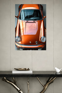 Orange Classic Porsche 911 Top View wall art