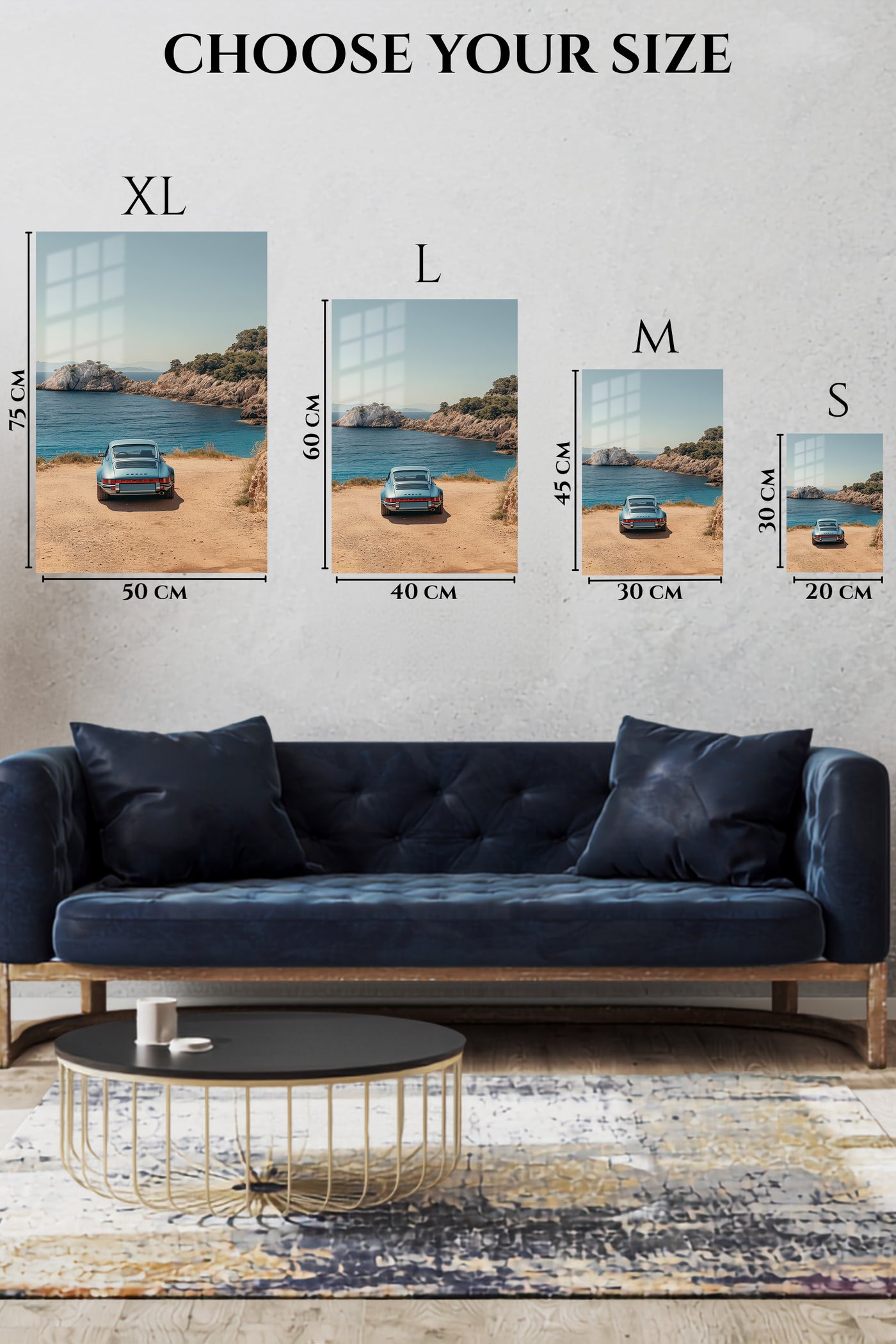 Blue Porsche 911 Coastal Escape wall art