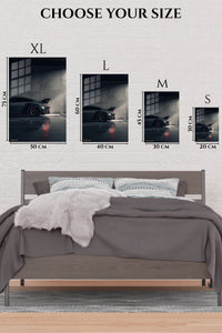 EMESA metal wall art size comparison guide for Shadowed Sports Coupe