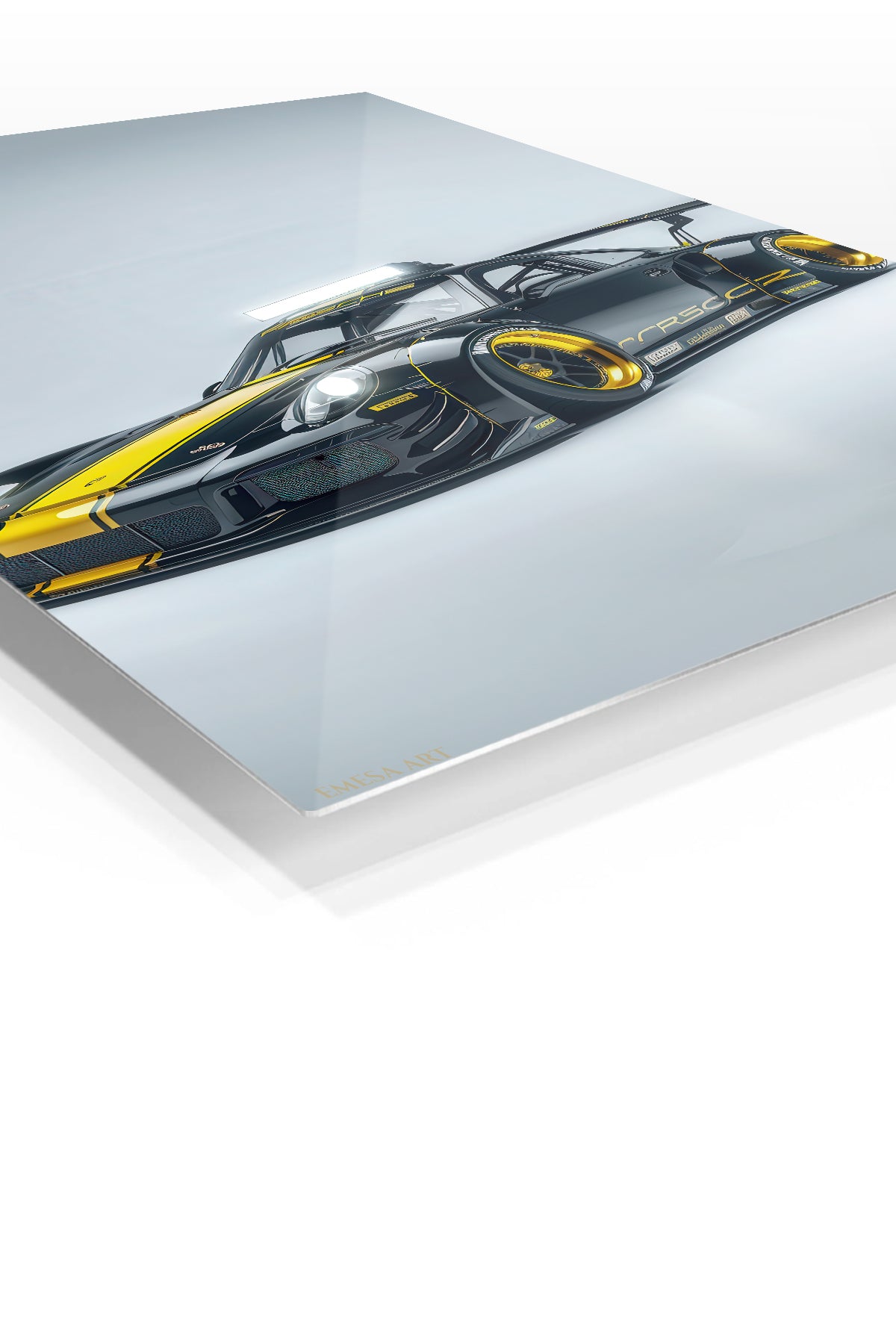 Black Yellow Porsche Race Car wall art