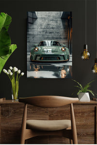 Green Porsche 911 Industrial wall art