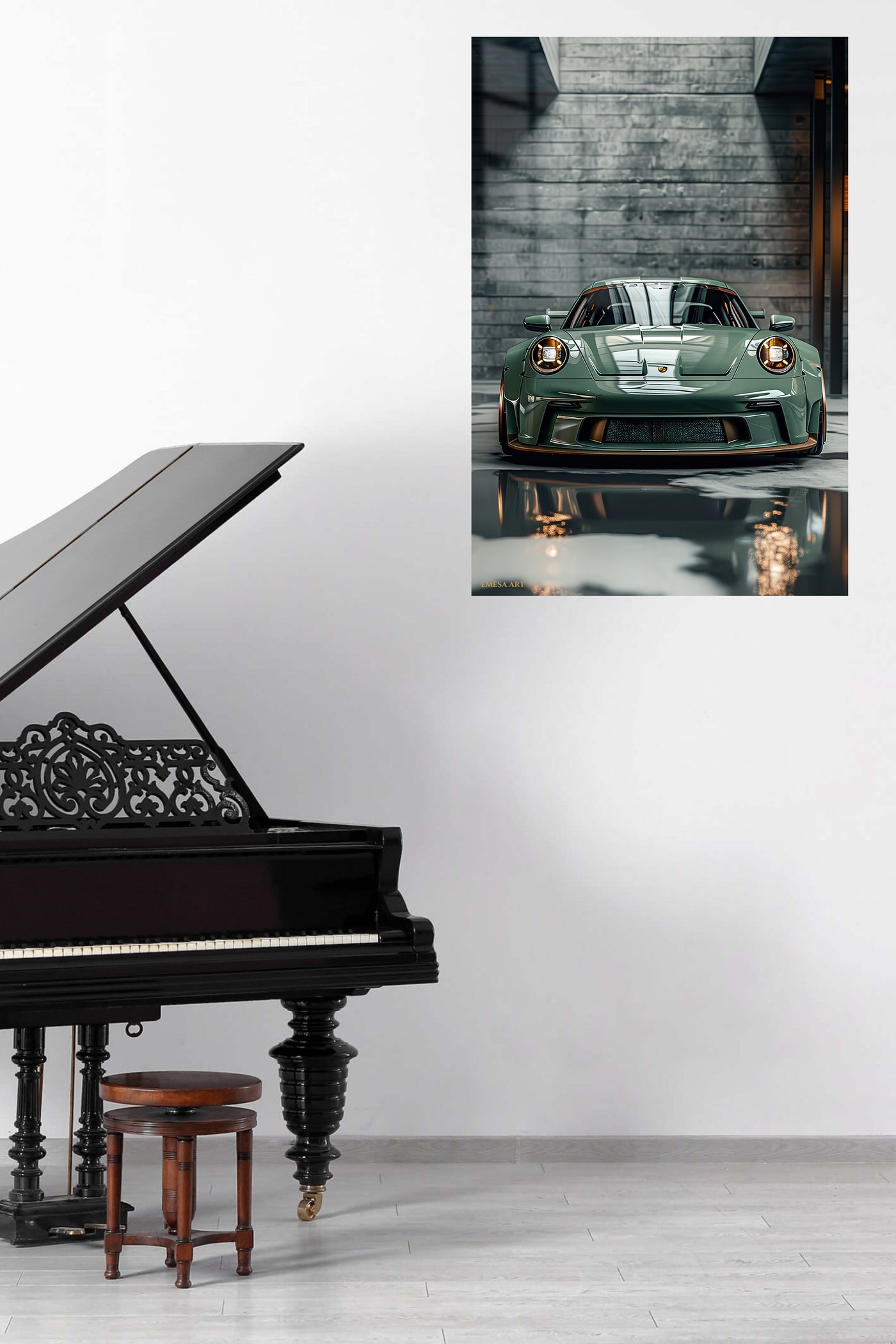 Green Porsche 911 Industrial wall art