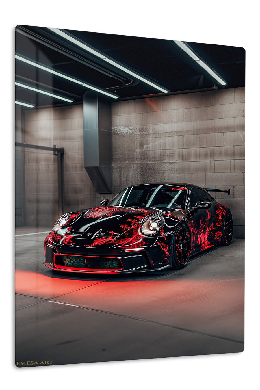 Black Red Porsche Race Car wall art