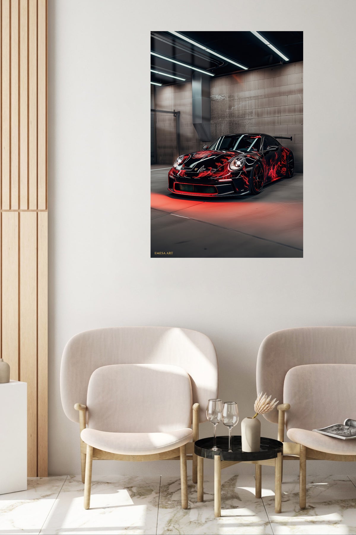 Black Red Porsche Race Car wall art
