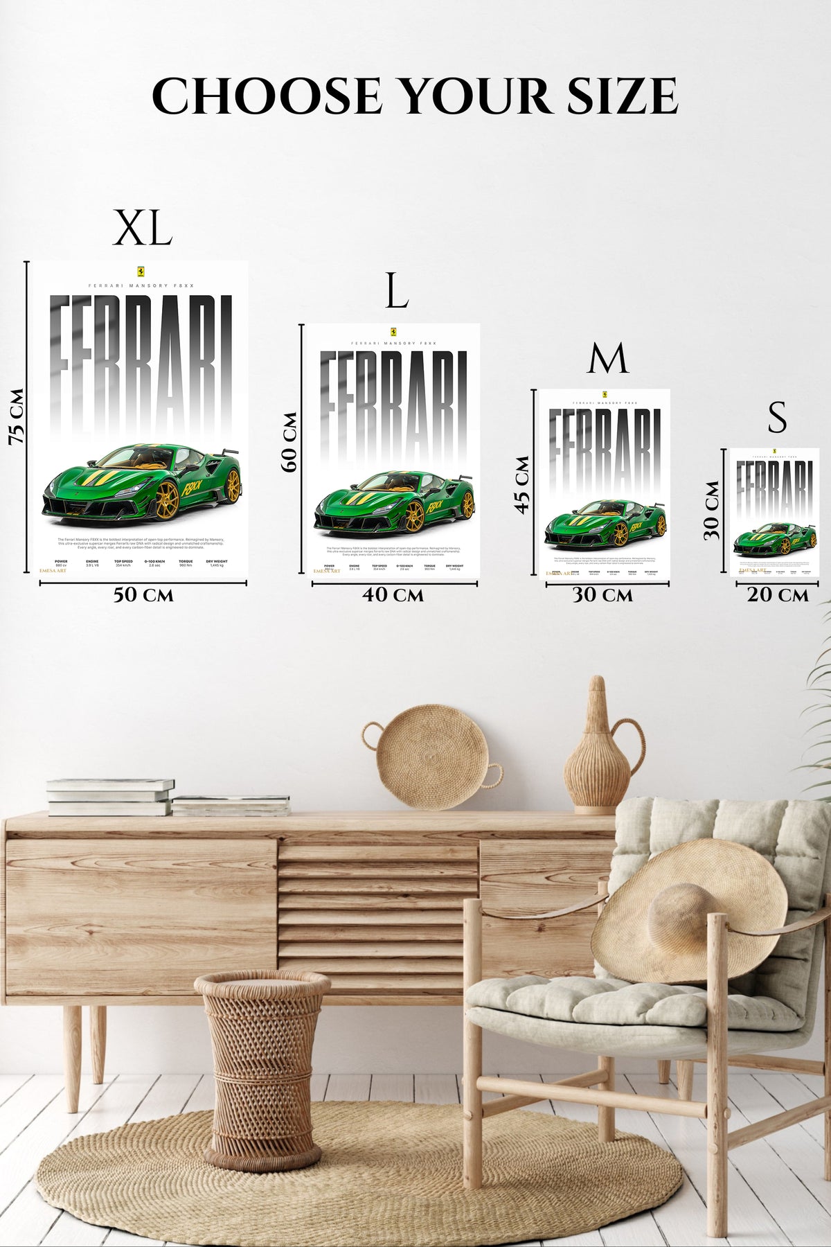 Green Ferrari Supercar Poster wall art