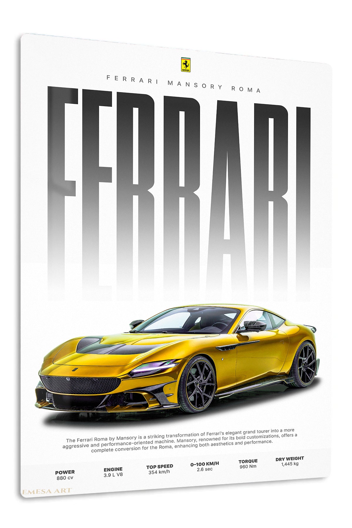 Yellow Ferrari Supercar Poster wall art