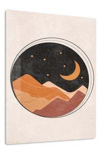 Crescent Moon Desert Layers premium metal wall art – front view