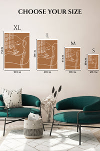 EMESA metal wall art size comparison guide for Terracotta Contour Face