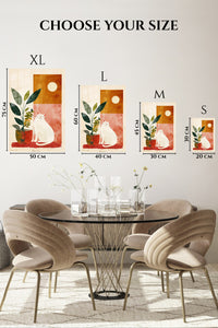 EMESA metal wall art size comparison guide for Moonlit Cat and Houseplant