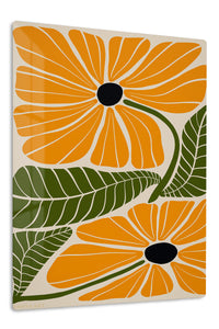 Golden Botanical Bloom premium metal wall art – front view
