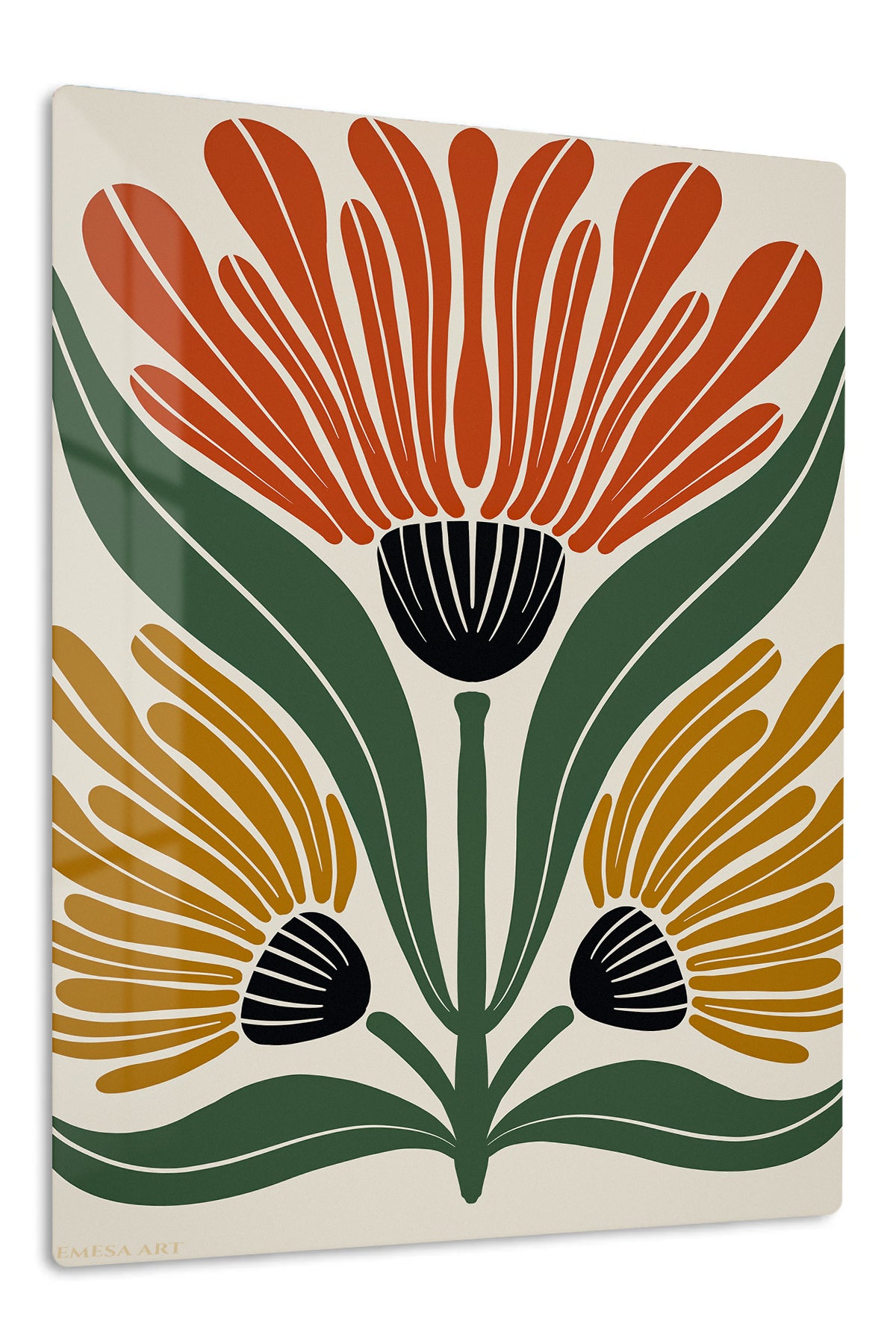 Three Bloom Botanical premium metal wall art – front view