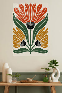 Three Bloom Botanical metal wall art displayed in a modern interior