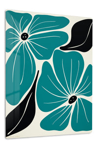 Teal Botanical Bloom premium metal wall art – front view
