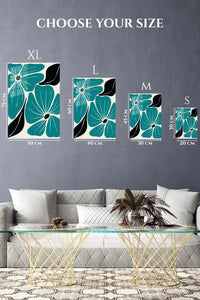 EMESA metal wall art size comparison guide for Teal Botanical Bloom