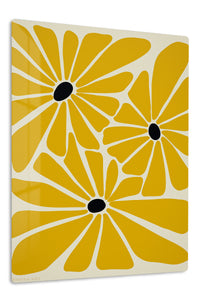 Mustard Daisy Trio premium metal wall art – front view