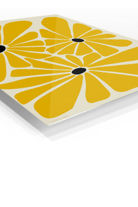 Mustard Daisy Trio premium metal wall art – angled view
