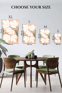 EMESA metal wall art size comparison guide for White Wildflowers on Peach