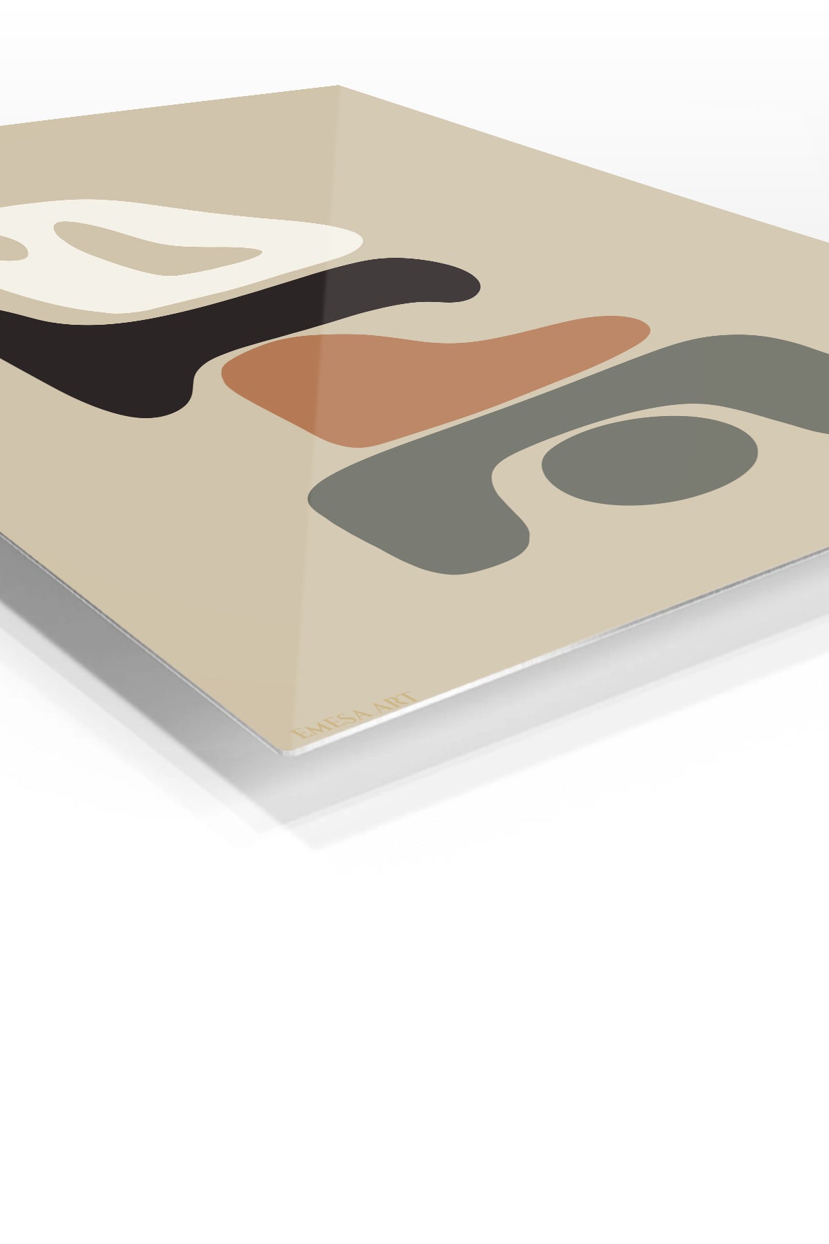 Earth Tone Balance premium metal wall art – angled view