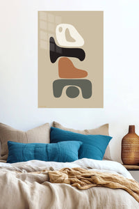 Earth Tone Balance metal wall art displayed in a contemporary living space