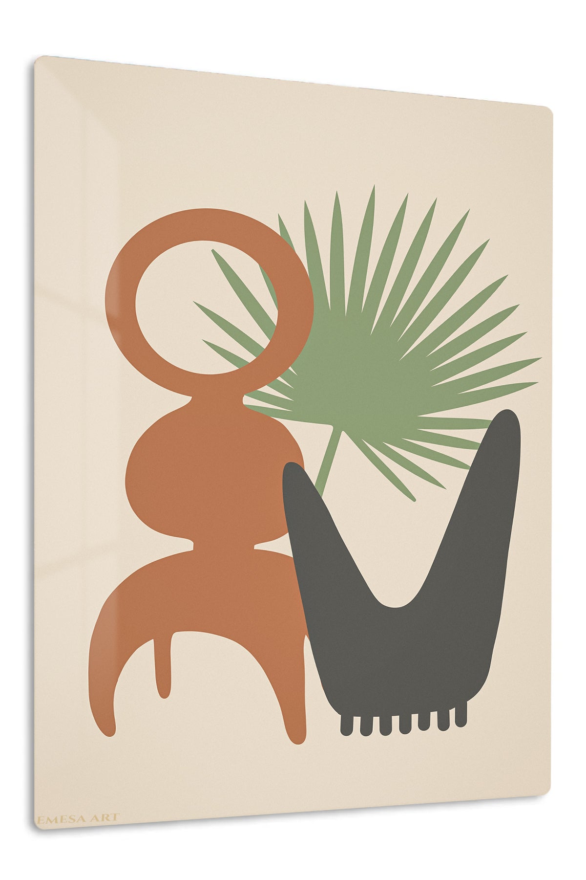 Palm and Abstract Forms premium metal wall art – front view