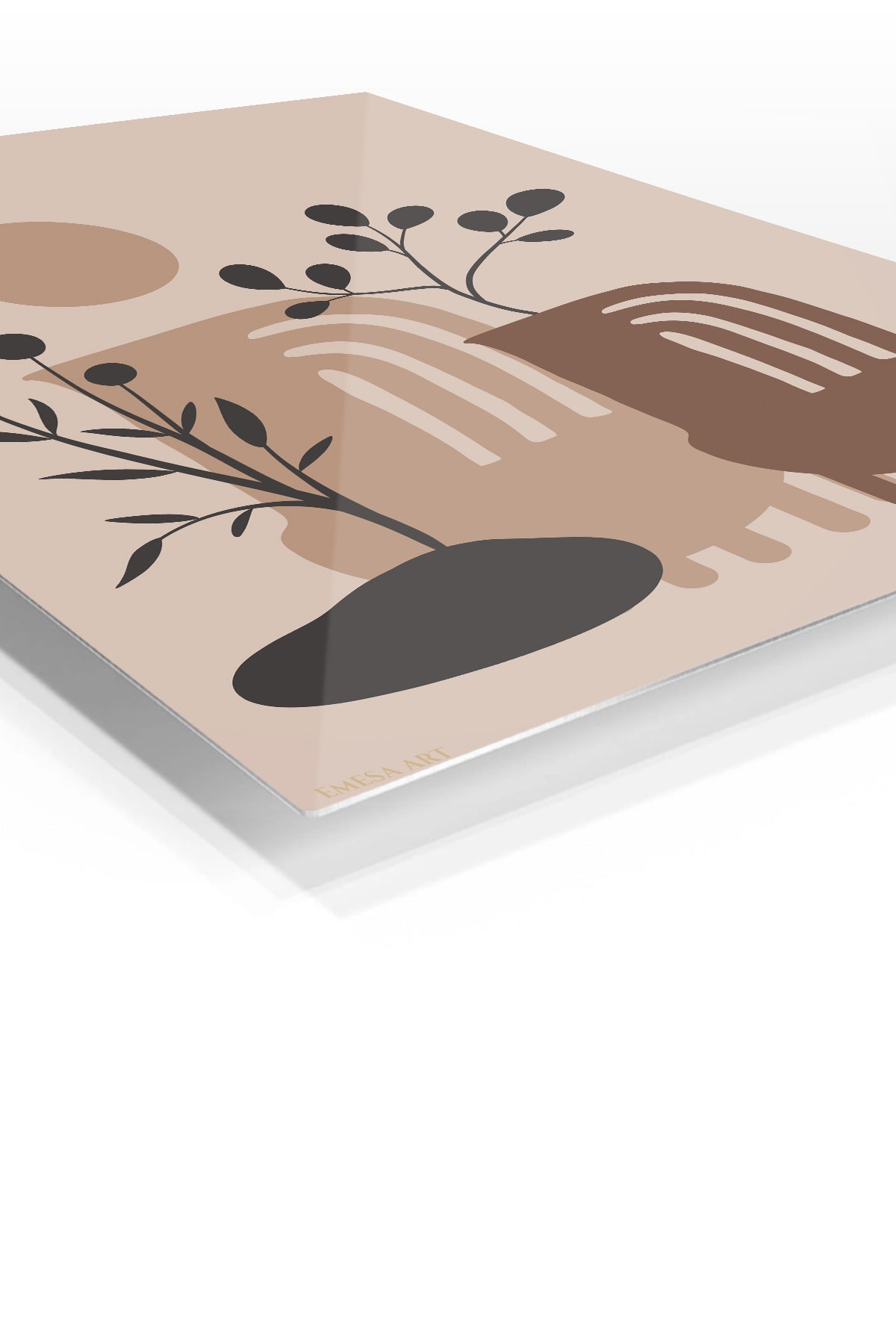 Earthy Botanical Archways premium metal wall art – angled view