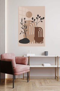 Earthy Botanical Archways metal wall art displayed in a contemporary living space