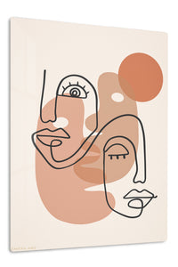 Terracotta Abstract Faces premium metal wall art – front view