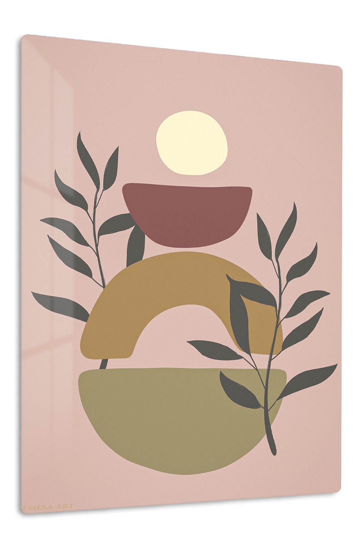 Botanical Sun Shapes premium metal wall art – front view