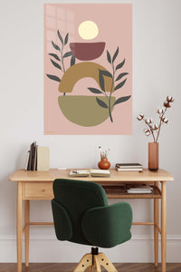 Botanical Sun Shapes metal wall art displayed in a contemporary living space