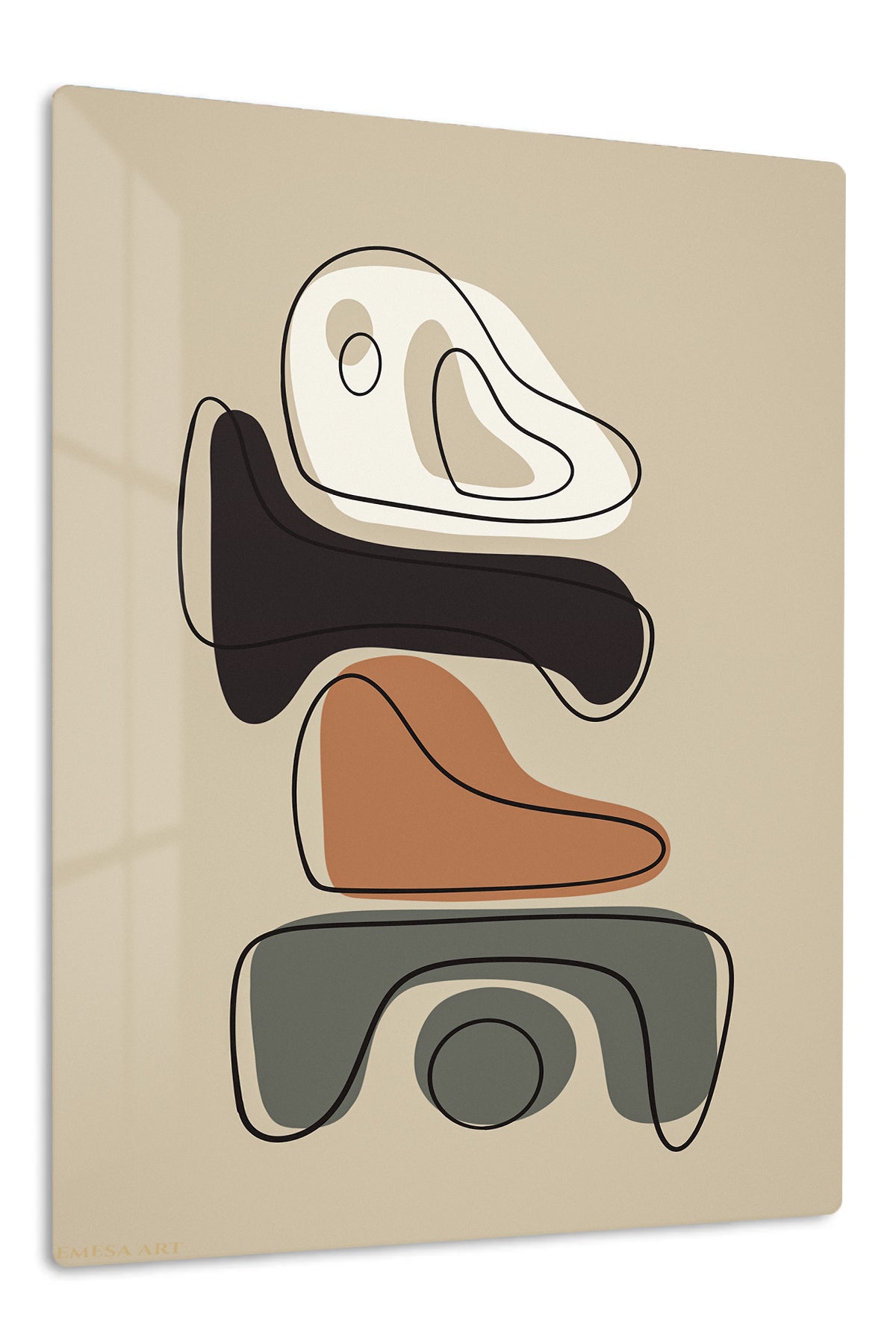 Earth Tone Abstract Balance premium metal wall art – front view