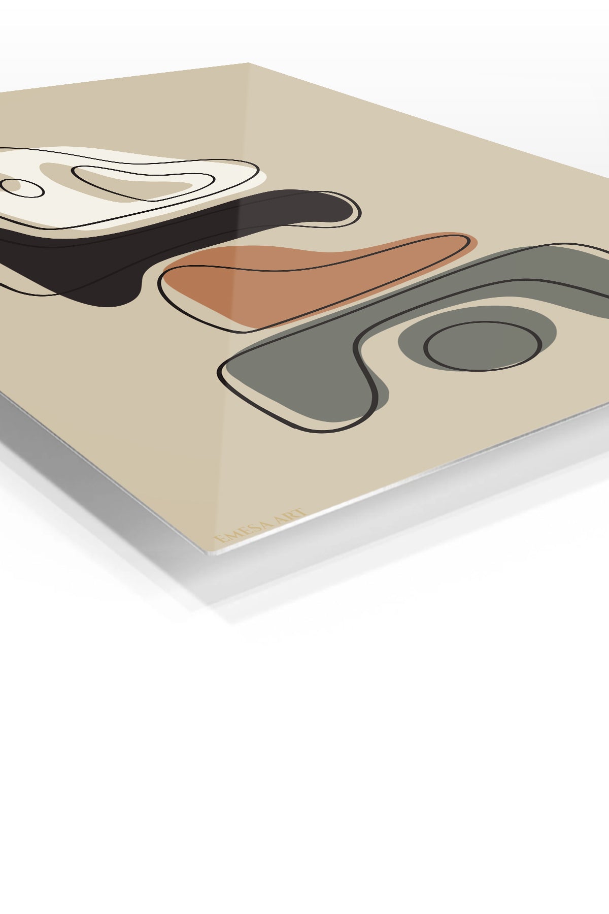 Earth Tone Abstract Balance premium metal wall art – angled view