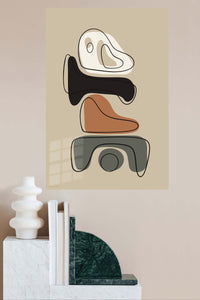 Earth Tone Abstract Balance metal wall art displayed in a modern interior