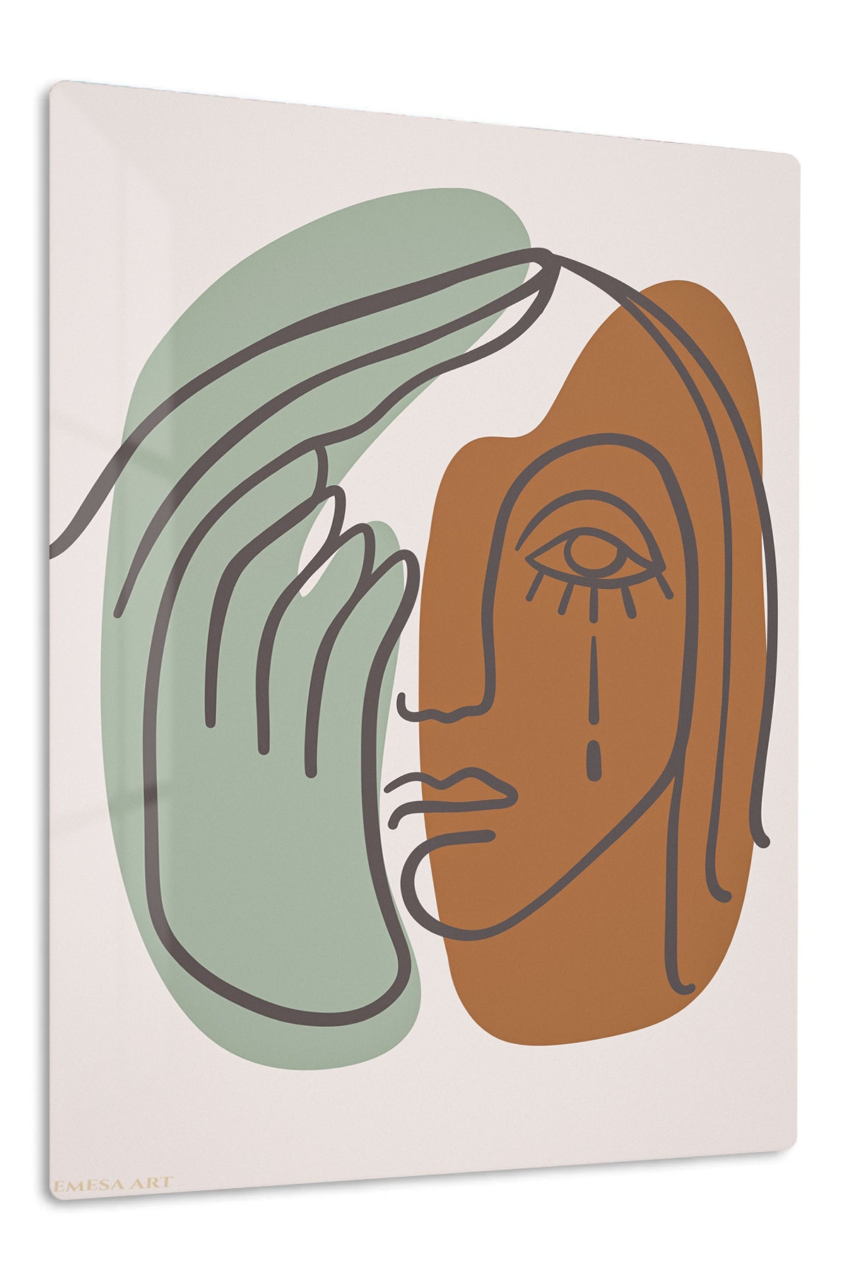 Earth Tone Abstract Face premium metal wall art – front view