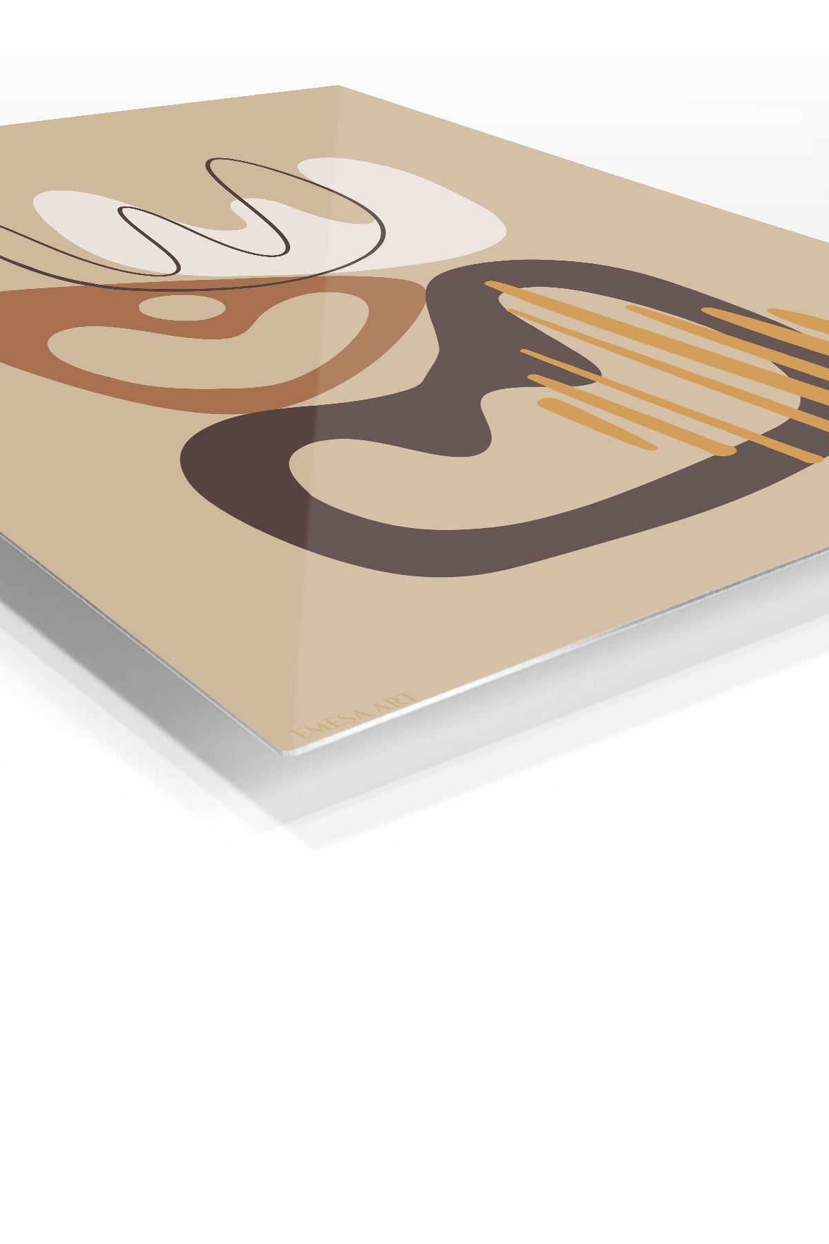 Earthy Abstract Flow premium metal wall art – angled view