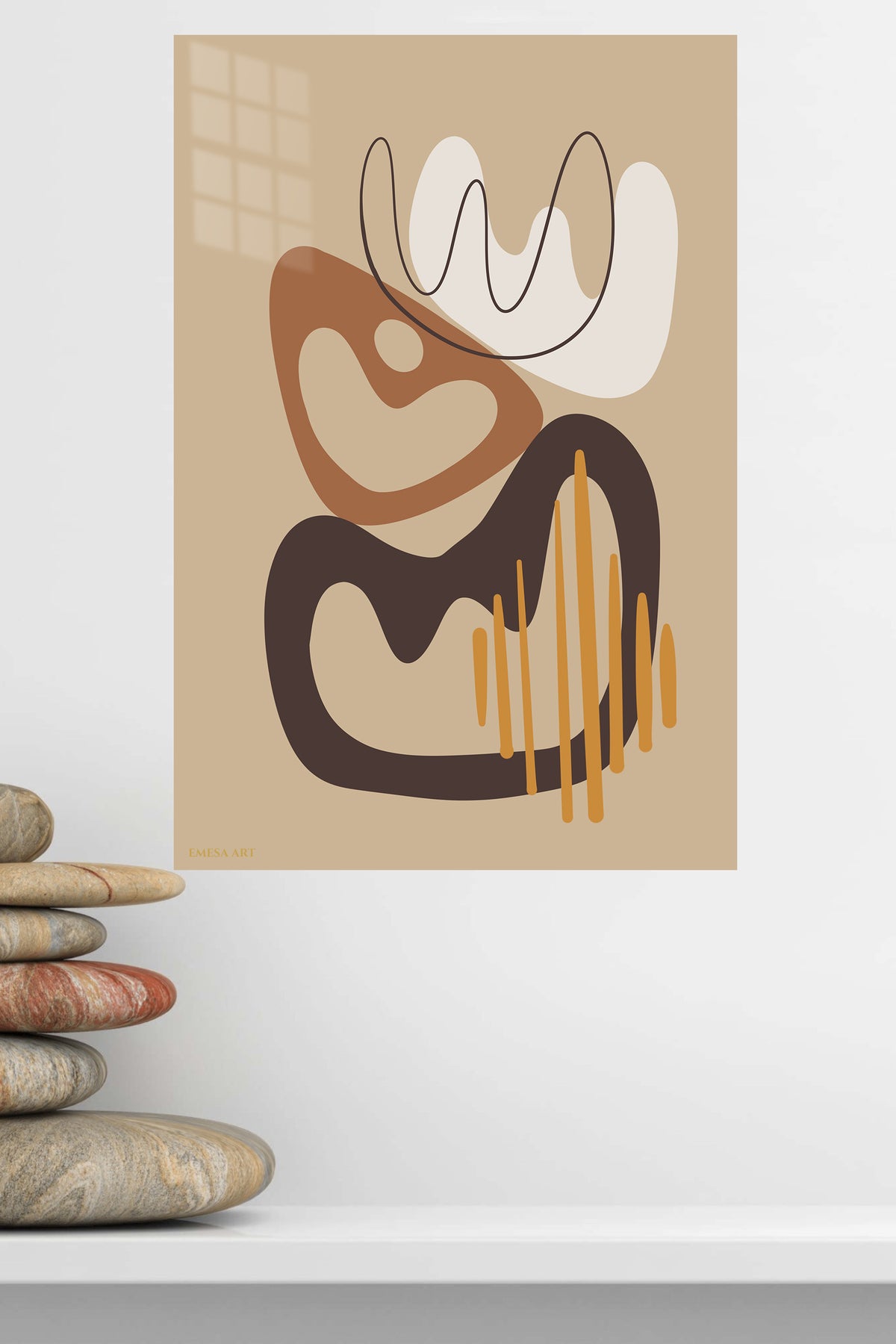 Earthy Abstract Flow metal wall art displayed in a modern interior