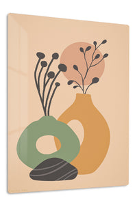 Earth Tone Botanical Vessels premium metal wall art – front view