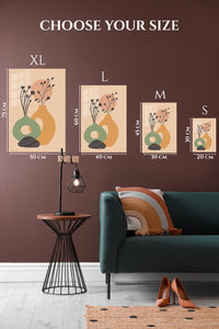 EMESA metal wall art size comparison guide for Earth Tone Botanical Vessels