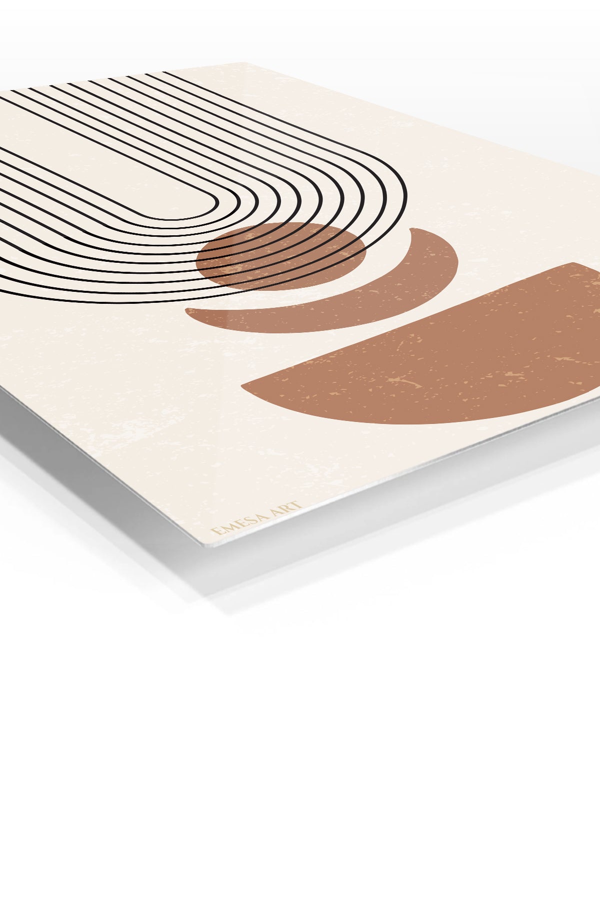Terracotta Arc Balance premium metal wall art – angled view