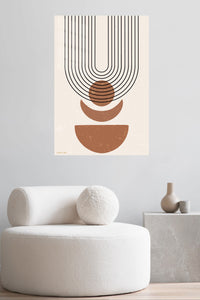 Terracotta Arc Balance metal wall art displayed in a contemporary living space