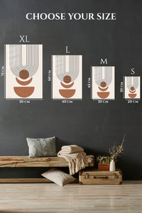 EMESA metal wall art size comparison guide for Terracotta Arc Balance