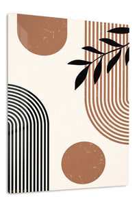 Earthy Leaf and Arch Abstraction premium metal wall art – front view
