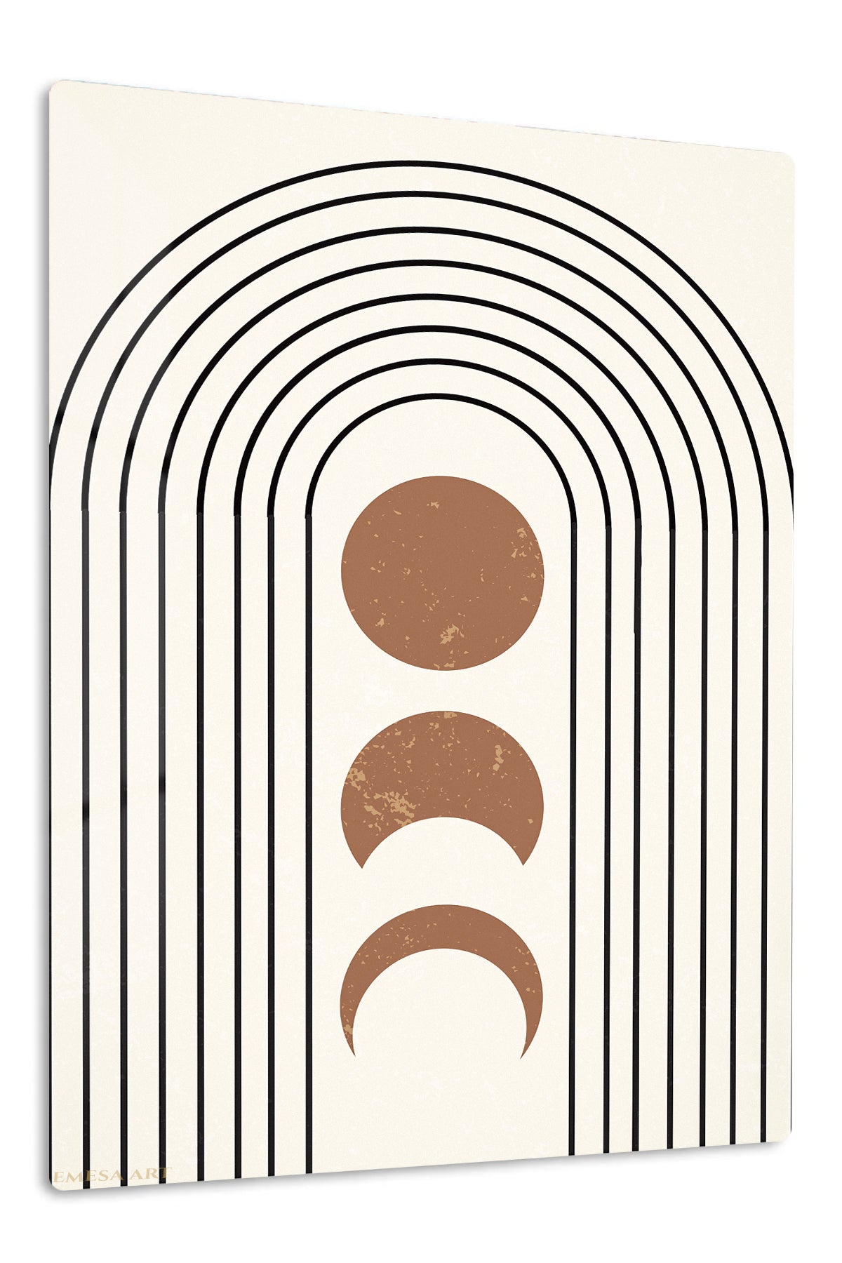Terracotta Moon Phases Arch premium metal wall art – front view